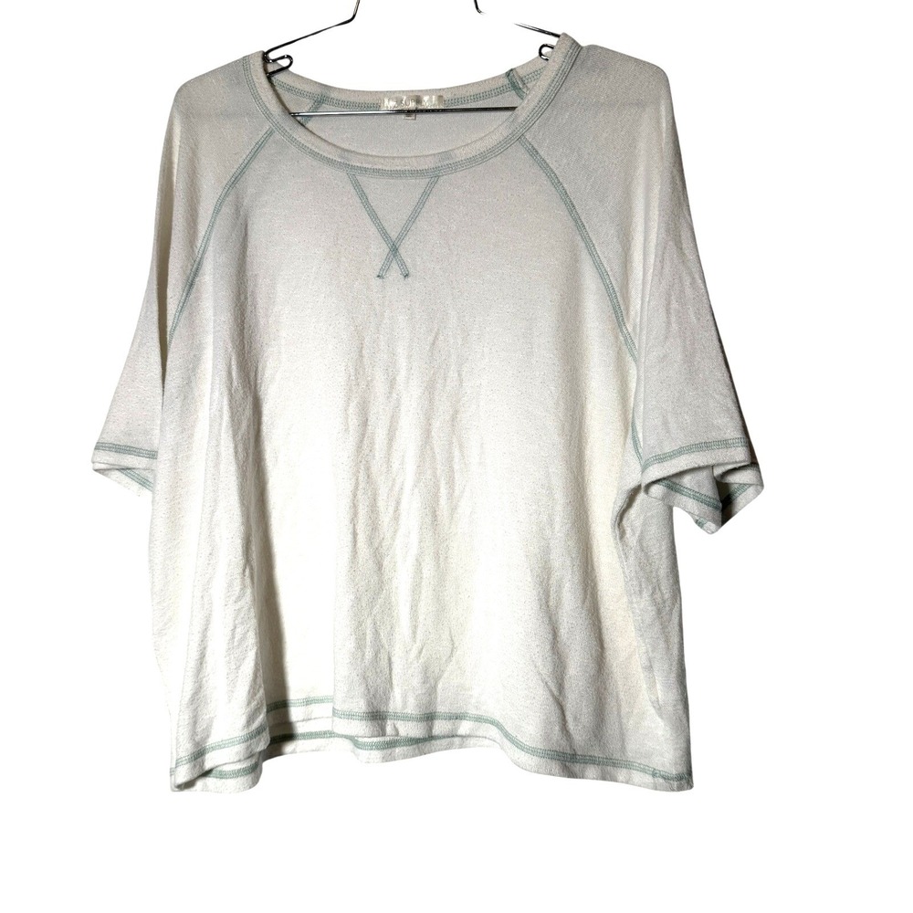 Z‎ Supply Short Sleeve Top Womens Large Cream Contrast Stitch